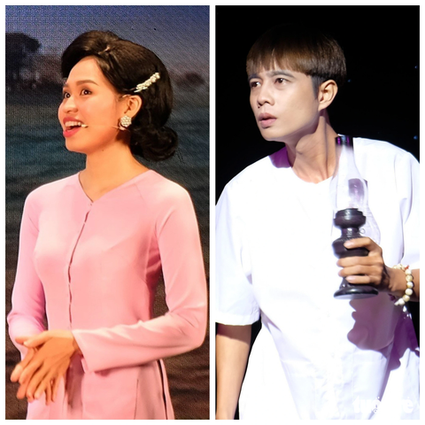 Lê Lộc (bìa trái, vai cô Ba) và Tuấn Dũng (vai Cò) trong vở nhạc truyện Bông cánh cò - Ảnh: LINH ĐOAN Lê Lộc (bên trái, vai cô Ba) và Tuấn Dũng (vai Cò) trong vở nhạc truyện Bông cánh cò - Ảnh: LINH ĐOAN