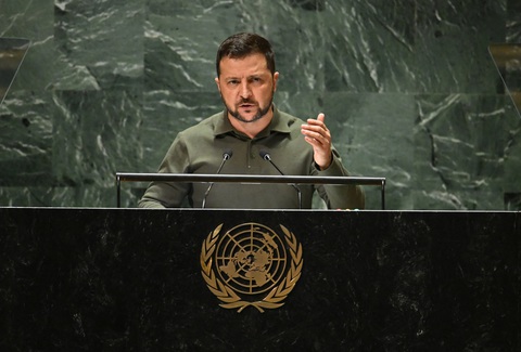 Tin tức thế giới 20-9: Ông Zelensky phát biểu tại Liên Hiệp Quốc; Con trai ông Biden không nhận tội - Ảnh 1. Ông Zelensky lần đầu xuất hiện tại Đại hội đồng Liên Hiệp Quốc kể từ sau chiến dịch quân sự đặc biệt của Nga ở Ukraine - Ảnh: AFP
