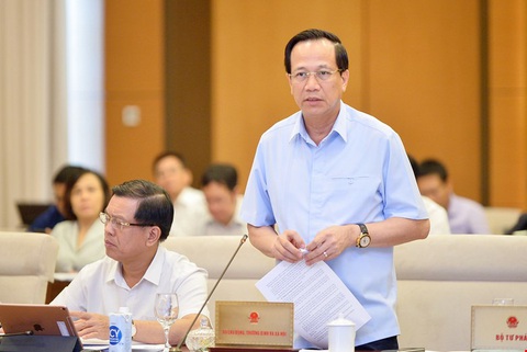 Bộ trưởng Đào Ngọc Dung nói về nghiên cứu phương án tối ưu rút bảo hiểm xã hội một lần - Ảnh 1. Bộ trưởng Đào Ngọc Dung phát biểu tại phiên họp - Ảnh: GIA HÂN