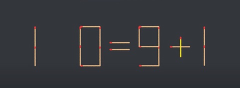 Thử tài IQ: Di chuyển một que diêm để 1-0=9-1 thành phép tính đúng - Ảnh 1.