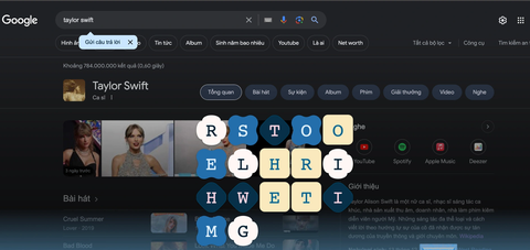 Màn hình tìm kiếm từ khoá “Taylor Swift” trên Google - Ảnh chụp màn hình Màn hình tìm kiếm từ khóa “Taylor Swift” trên Google - Ảnh chụp màn hình