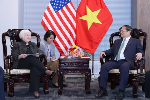 'Nhiều người Mỹ xúc động khi Tổng thống Biden thăm Việt Nam thành công' - Ảnh 2. Bộ trưởng Tài chính Mỹ Janet Yellen trong cuộc gặp với Thủ tướng Phạm Minh Chính - Ảnh: NHẬT BẮC