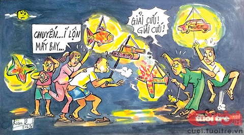 Trung thu em rước đèn... giải cứu - Ảnh 1. Trung thu em rước đèn... giải cứu - Tranh: Kim Lê