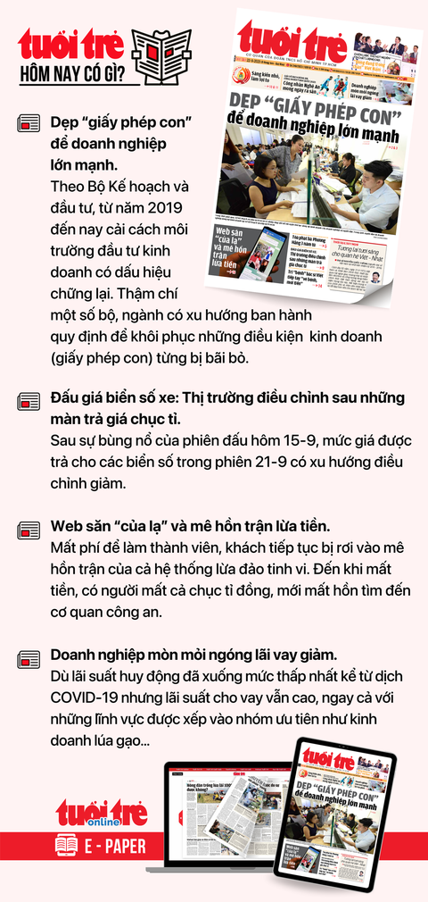 Tin tức sáng 22-9: Nhập khẩu 7,22 triệu tấn xăng dầu; Một học sinh ở TP.HCM được trả 1,07 tỉ BHYT - Ảnh 6. Tin tức chính trên Tuổi Trẻ nhật báo hôm nay 22-9. Để đọc Tuổi Trẻ báo in phiên bản E-paper, mời bạn đăng ký Tuổi Trẻ Sao TẠI ĐÂY