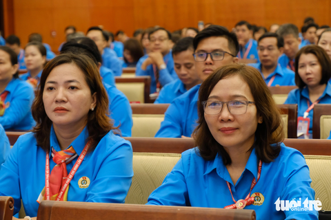 5 năm đồng hành cùng gần 1,4 triệu đoàn viên công đoàn - Ảnh 3. 549 đại biểu đại diện cho gần 1,4 triệu đoàn viên Công đoàn TP.HCM tham gia Đại hội Công đoàn TP.HCM lần thứ XII diễn ra từ 22 đến 24-9-2023 - Ảnh: VŨ THỦY