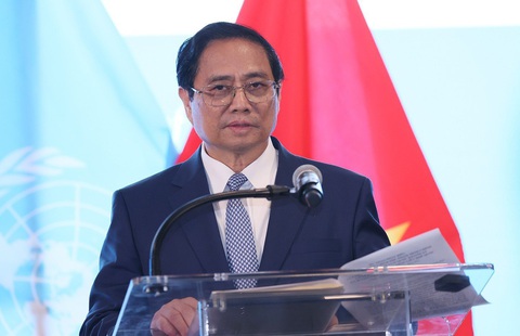 Thủ tướng Phạm Minh Chính phát biểu tại lễ kỷ niệm 78 năm Quốc khánh và 46 năm Việt Nam gia nhập Liên Hiệp Quốc ngày 22-9 tại New York - Ảnh: DƯƠNG GIANG Thủ tướng Phạm Minh Chính phát biểu tại lễ kỷ niệm 78 năm Quốc khánh và 46 năm Việt Nam gia nhập Liên Hiệp Quốc ngày 22-9 tại New York - Ảnh: DƯƠNG GIANG