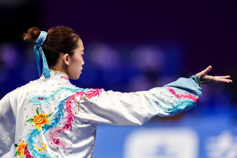 Asiad: Bóng bàn nữ Việt Nam đối đầu Trung Quốc ở tứ kết - Ảnh 3. Trần Thị Kiều Trang thi Thái cực quyền - Ảnh: Hangzhou2022