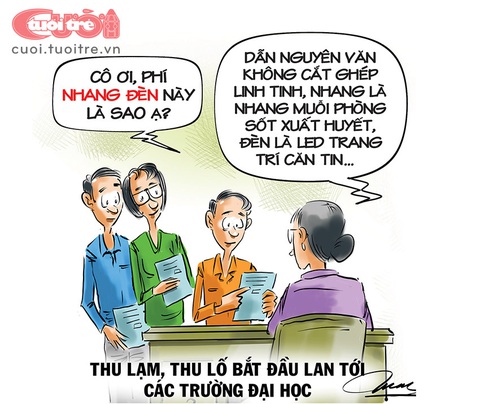 Phí nhang đèn trong trường đại học? - Ảnh 1. Phí nhang đèn trong trường đại học? - Tranh: Đỗ Minh Tuấn