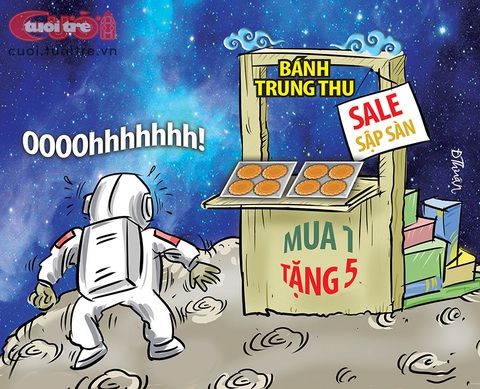 Bánh trung thu sale sập sàn - Ảnh 2. Bánh trung thu sale ngay trên... Mặt trăng - Tranh: Đức Thuận