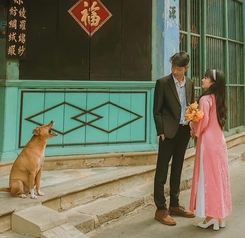 Ảnh vui 26-9: Chú chó 'đuổi' cặp đôi đi chỗ khác - Ảnh 1. Chú chó kiểu: "Đi chỗ khác chụp ảnh. Nhanh!".