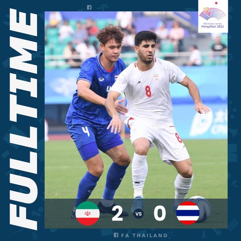 Olympic Thái Lan bị loại, CHDCND Triều Tiên vào tứ kết - Ảnh 1. Olympic Thái Lan thất bại 0-2 trước Olympic Iran - Ảnh: FAT