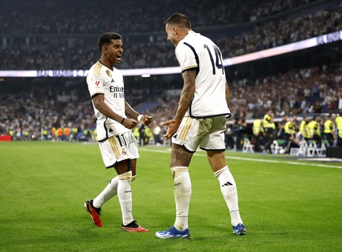 Điểm tin thể thao sáng 28-9: Manchester City bị loại ở Cúp liên đoàn Anh - Ảnh 3. Real Madrid ăn mừng chiến thắng trước Las Palmas - Ảnh: REUTERS