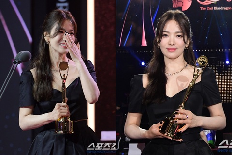 Cuộc đời Song Hye Kyo thay đổi ra sao sau 'Hậu duệ mặt trời'? - Ảnh 1. Song Hye Kyo thắng giải Daesang tại Lễ trao giải Rồng Xanh lần thứ 2 với bộ phim The glory.