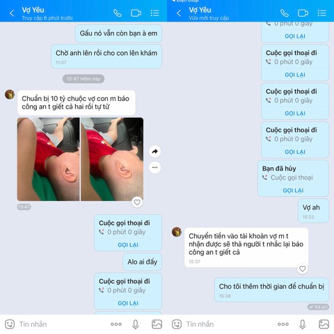 Xử phạt người vợ đóng giả kẻ bắt cóc nhắn tin cho chồng đòi 10 tỉ tiền chuộc để 'thử thách tình cảm' - Ảnh 2. Tin nhắn chị T. đóng giả kẻ bắt cóc, nhắn tin cho chồng - Ảnh: Công an cung cấp