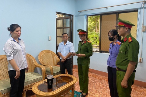 Nữ kế toán trong đường dây 'cò pháp lý' đất đai bị bắt - Ảnh 1. Nữ kế toán văn phòng đăng ký đất đai huyện bị bắt tạm giam - Ảnh: Công an cung cấp