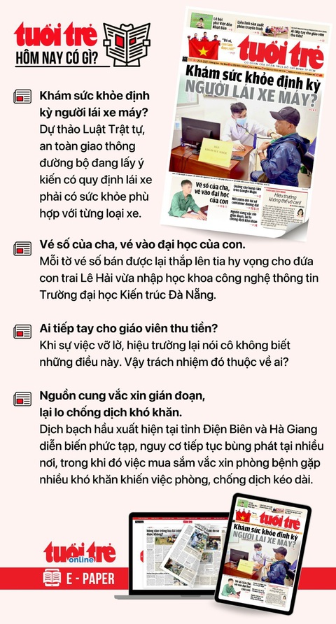 Tin tức sáng 29-9: Bộ trưởng chúc mừng đoàn thể thao Việt Nam; Đầu tư 416 triệu USD ra nước ngoài - Ảnh 3. Tin tức đáng chú ý trên Tuổi Trẻ nhật báo ngày 29-9. Để đọc Tuổi Trẻ báo in phiên bản E-paper, mời bạn đăng ký Tuổi Trẻ Sao TẠI ĐÂY
