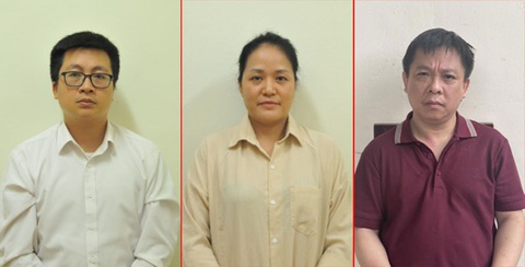 Bắt thêm 3 người trong đường dây vận chuyển tiền qua biên giới liên quan Công ty vàng Phú Cường - Ảnh 1. Các bị can (từ trái qua): Trần Vinh Quang, Phan Thị Thu Thủy và Nguyễn Ngọc Phương (chủ tịch Công ty vàng Phú Cường) - Ảnh: Bộ Công an