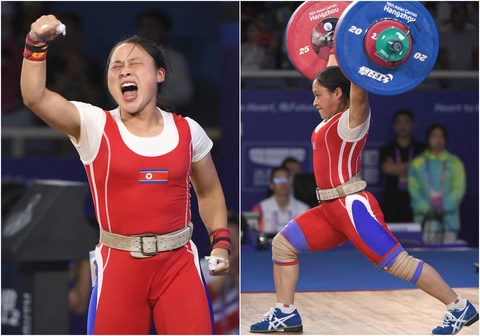 Nữ VĐV cử tạ Triều Tiên Ri Song Gum mở màn cho hàng loạt kỷ lục tại Asiad 19 - Ảnh: hangzhou2022 Nữ VĐV cử tạ Triều Tiên Ri Song Gum mở màn cho hàng loạt kỷ lục tại Asiad 19 - Ảnh: hangzhou2022