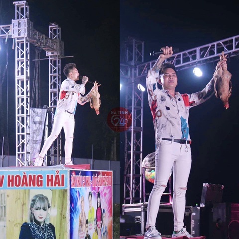 Ảnh vui 4-9: Ca sĩ Lâm Chấn Huy được tặng gà khi đi hát - Ảnh 1. Ca sĩ Lâm Chấn Huy: "Nói sao cho ngầu bây giờ?!".