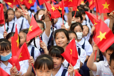 Học sinh Trường tiểu học Đinh Tiên Hoàng, TP. Thủ Đức, TP.HCM trong lễ khai giảng sáng 5-9 - Ảnh: QUANG ĐỊNH Học sinh Trường tiểu học Đinh Tiên Hoàng, TP Thủ Đức, TP.HCM trong lễ khai giảng sáng 5-9 - Ảnh: QUANG ĐỊNH