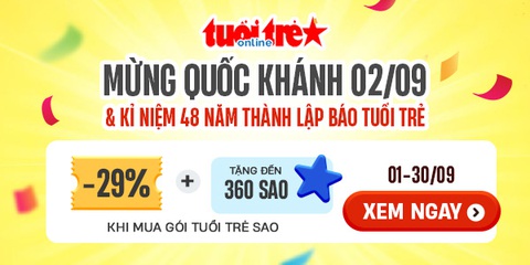 Mừng Quốc khánh 2-9, giảm 29% khi đăng ký thành viên Tuổi Trẻ Sao - Ảnh 1. Mừng Quốc khánh 2-9, giảm 29% khi đăng ký thành viên Tuổi Trẻ Sao - Ảnh 1.