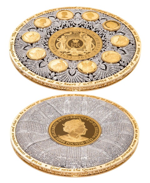 Ra mắt đồng tiền vàng nạm hơn 6.400 viên kim cương tưởng nhớ cố Nữ hoàng Elizabeth II - Ảnh 1. Ra mắt đồng tiền vàng nạm hơn 6.400 viên kim cương tưởng nhớ cố Nữ hoàng Elizabeth II - Ảnh 1.