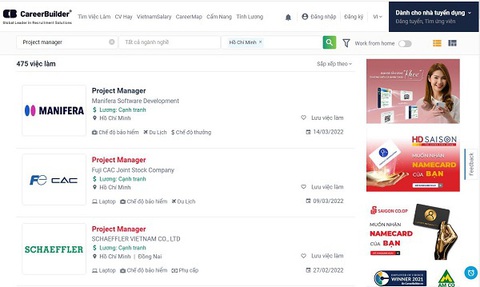 Project Manager là gì? Yêu cầu công việc đối với vị trí Project Manager - Ảnh 6. Tuyển dụng Project Manager tại CareerBuilder - Ảnh: Internet