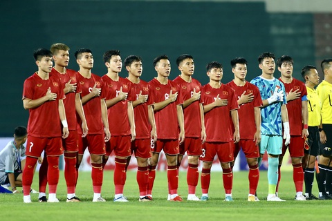 Đội hình xuất phát của U23 Việt Nam có 9/11 cầu thủ là bộ khung thi đấu chính tại SEA Games 32 hồi tháng 5 - Ảnh: HOÀNG TÙNG Đội hình xuất phát của U23 Việt Nam có 9/11 cầu thủ là bộ khung thi đấu chính tại SEA Games 32 hồi tháng 5 - Ảnh: HOÀNG TÙNG