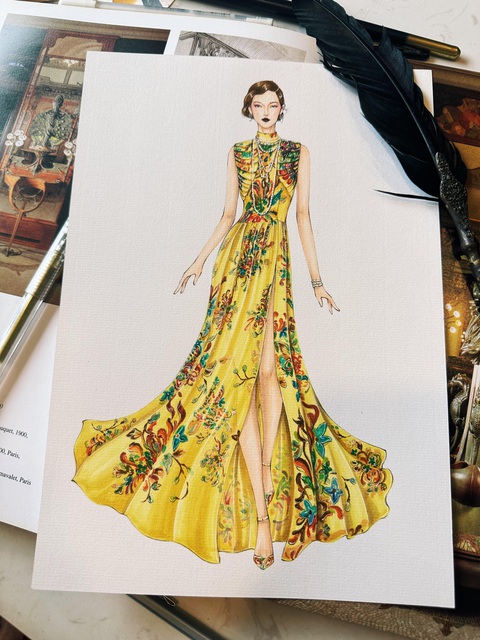 Hoa hậu Nhật cùng BST di sản Việt đến London Fashion Week - Ảnh 2. Mẫu áo Juri Watanabe sẽ mặc kết màn tại show giới thiệu bộ sưu tập Di sản - Xuyên không gian của Hồ Trần Dạ Thảo tại London Fashion Week vào ngày 16-9 tới. Riêng mẫu áo gấm bào mở màn, lấy cảm hứng từ vẻ đẹp và phục trang của Nam Phương hoàng hậu được nhà thiết kế giấu kín đến ngày diễn