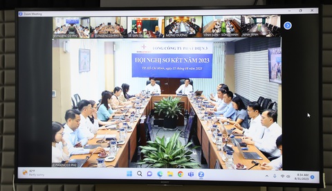 EVNGENCO3 sơ kết công tác sản xuất kinh doanh các tháng đầu năm 2023 - Ảnh 1. Hội nghị diễn ra trực tuyến với các điểm cầu tại cơ quan tổng công ty và các đơn vị