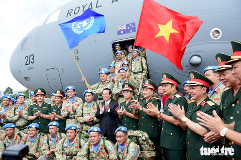 Lần đầu tiên Việt Nam chủ trì diễn tập thực địa về gìn giữ hòa bình Liên Hiệp Quốc - Ảnh 1. Quân nhân Việt Nam lên đường thực hiện nhiệm vụ gìn giữ hòa bình Liên Hiệp Quốc - Ảnh: DUYÊN PHAN
