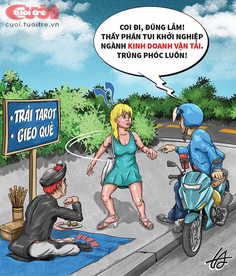 Thầy bói phán như... thánh - Ảnh 1. Thầy bói phán như... thánh - Tranh biếm họa của Nguyễn Tuấn Anh