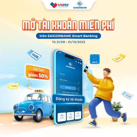 Khách hàng nhận ưu đãi khi mở tài khoản SAIGONBANK Smart Banking bằng eKYC - Ảnh 3. Ưu đãi tới 500.000 đồng dành tặng khách hàng mở tài khoản SAIGONBANK Smart Banking bằng eKYC