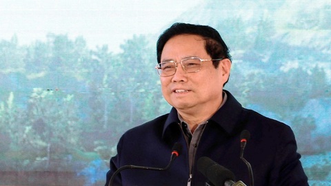 Thủ tướng phát lệnh khởi công cao tốc Đồng Đăng - Trà Lĩnh- Ảnh 1. Thủ tướng phát biểu tại lễ khởi công đường cao tốc Đồng Đăng - Trà Lĩnh - Ảnh: Đ.C.