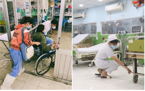 Ngắm nhìn sự chuyển mình của bệnh viện từng bị ngập khi mưa, bác sĩ đeo ủng cứu người- Ảnh 5. Hình ảnh khoa cấp cứu lúc mưa bị ngập và hiện nay đã được nâng nền - Ảnh: BVCC và XUÂN MAI