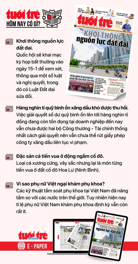 Tin tức sáng 11-1: TP.HCM cần hơn 70.000 lao động Tết; FLC chậm trả 1.100 tỉ đồng trái phiếu- Ảnh 5. Tin tức chính trên Tuổi Trẻ nhật báo hôm nay 11-1. Để đọc Tuổi Trẻ báo in phiên bản E-paper, mời bạn đăng ký Tuổi Trẻ Sao TẠI ĐÂY