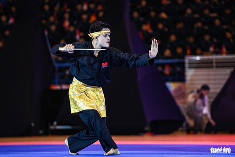 Võ cổ truyền Việt Nam và pencak silat của Indonesia trên cùng một sàn võ- Ảnh 10. Pencak silat là sự kết hợp của các kỹ thuật cả chiến đấu lẫn tự vệ, được đưa vào SEA Games khá sớm và có mặt ở Việt Nam hàng chục năm qua - Ảnh: HỒNG QUANG