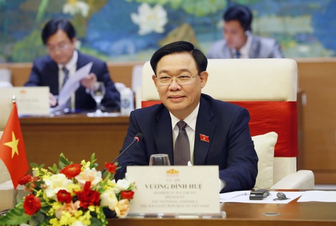 Thúc đẩy liên doanh pin xe điện Việt Nam, Indonesia- Ảnh 6. Chủ tịch Quốc hội Vương Đình Huệ phát biểu tại cuộc hội kiến - Ảnh: TTXVN