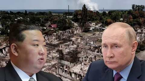 Tin tức thế giới 12-1: Nga dùng tên lửa Triều Tiên ở Ukraine, Mỹ áp trừng phạt mới- Ảnh 1. Mỹ và các đồng minh cáo buộc Nga đã sử dụng tên lửa của Triều Tiên để thực hiện các cuộc tấn công ở Ukraine. Ảnh ghép cho thấy nhà lãnh đạo Triều Tiên Kim Jong Un (trái) và Tổng thống Nga Vladimir Putin - Ảnh: NIKKEI ASIA/KCNA, REUTERS, AFP