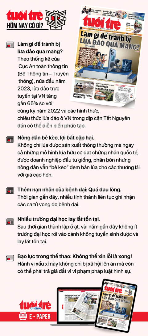 Tin tức sáng 12-1: Năm 2023 người Việt mua gần 370.000 ô tô mới; Nhiều siêu thị mở cửa cả mùng 1 Tết- Ảnh 4. Tin tức đáng chú ý trên Tuổi Trẻ nhật báo ngày 12-1. Để đọc Tuổi Trẻ báo in phiên bản E-paper, mời bạn đăng ký Tuổi Trẻ Sao TẠI ĐÂY