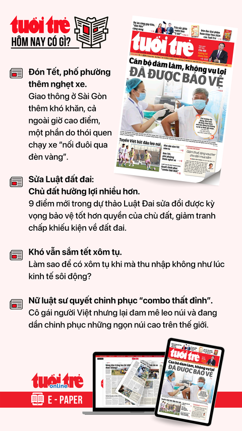 Tin tức sáng 14-1: TP.HCM có triều cường gần 1,6m; Viglacera bị phạt, truy thu thuế hơn 11 tỉ- Ảnh 5. Tin tức chính trên Tuổi Trẻ nhật báo hôm nay 14-1. Để đọc Tuổi Trẻ báo in phiên bản E-paper, mời bạn đăng ký Tuổi Trẻ Sao TẠI ĐÂY