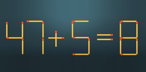 Thử tài IQ: Di chuyển một que diêm để 47+5=8 thành phép tính đúng- Ảnh 1.