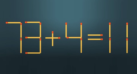 Thử tài IQ: Di chuyển một que diêm để 73+4=11 thành phép tính đúng- Ảnh 1. Thử tài IQ: Di chuyển một que diêm để 73+4=11 thành phép tính đúng- Ảnh 1.