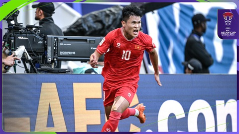 ESPN: Thất bại quả cảm trước Nhật Bản là điềm lành cho bóng đá Việt Nam- Ảnh 1. Tuấn Hải ăn mừng sau khi sút tung lưới Nhật Bản, giúp Việt Nam dẫn trước đối thủ 2-1 - Ảnh: Asian Cup 2023