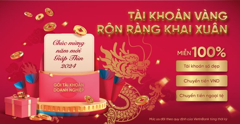 Tài khoản vàng, rộn ràng khai xuân cùng VietinBank- Ảnh 1. VietinBank cho biết trong năm 2024, VietinBank tiếp tục cung cấp ưu đãi cho các khách hàng doanh nghiệp mới và hiện hữu theo từng gói tài khoản - Ảnh: Vietinbank
