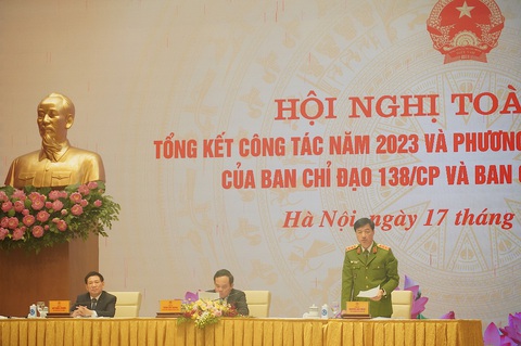 Tội phạm phát tán cả 100.000 tin nhắn rác mỗi ngày để lừa đảo, kích động bạo loạn- Ảnh 1. Hội nghị tổng kết Ban chỉ đạo 138 và Ban chỉ đạo 389 - Ảnh: N.AN