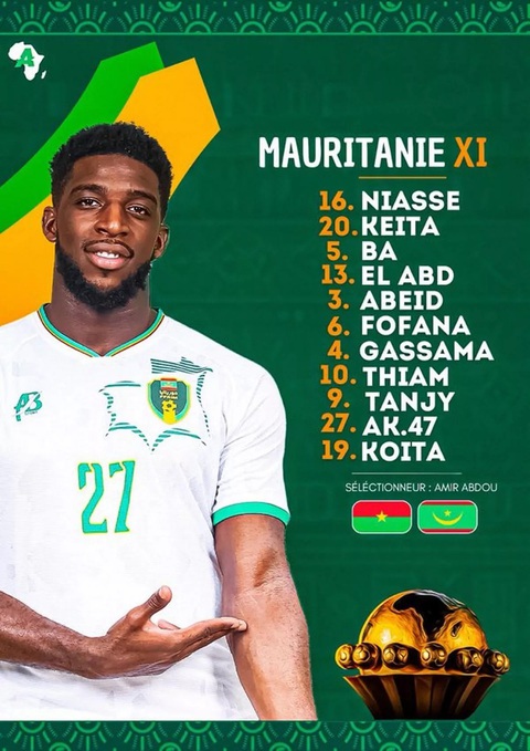Độc lạ AFCON, đội bóng mang AK-47 vào sân cỏ- Ảnh 1. Cái tên AK-47 trong danh sách tuyển Mauritania - Ảnh: DAILY STAR