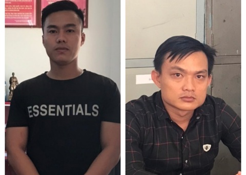Bắt tạm giam hai tài xế giành khách, đánh đồng nghiệp ở Phú Quốc- Ảnh 1. Hiếu (trái) và Tèo tại Công an TP Phú Quốc - Ảnh: Công an cung cấp