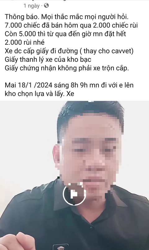 Công an xác minh clip livestream bán thanh lý 7.000 xe vi phạm- Ảnh 3. Người này đăng sau một ngày đã bán được 2.000 xe - Ảnh: Chụp màn hình