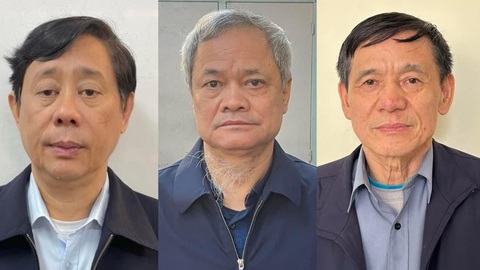 Bắt cựu chủ tịch tỉnh Bắc Ninh Nguyễn Tử Quỳnh về tội nhận hối lộ- Ảnh 2. Từ trái qua: Bị can Nguyễn Hạnh Chung, Nguyễn Tử Quỳnh và Nguyễn Tiến Nhường- Ảnh: Bộ Công an
